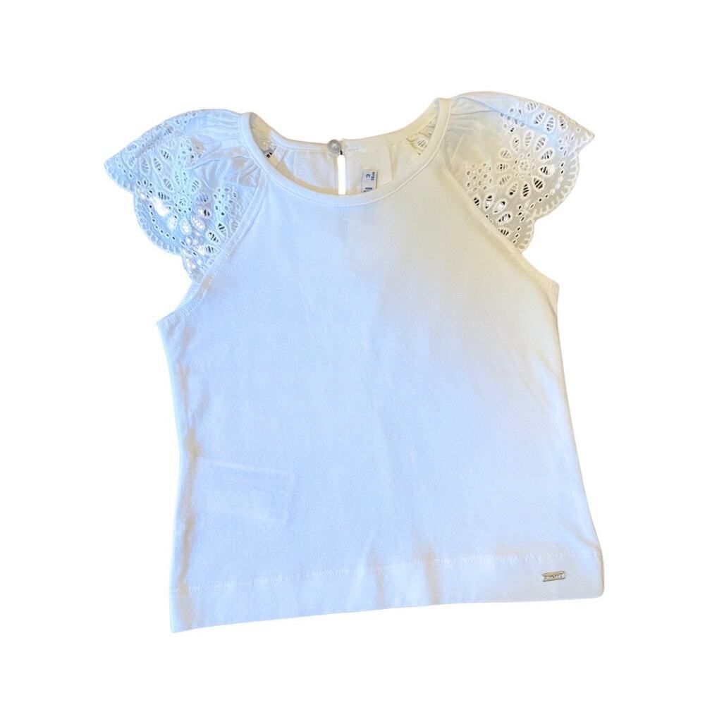 Mayoral‎ White Eyelet Flutter Sleeve Top Toddler Girl Size 3 717K